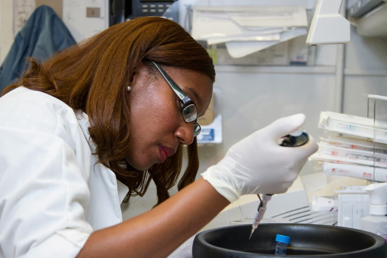 Healthcare professional performing lab research